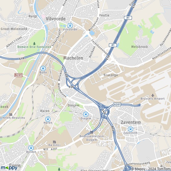 De kaart voor de stad 1830-1931 Machelen
