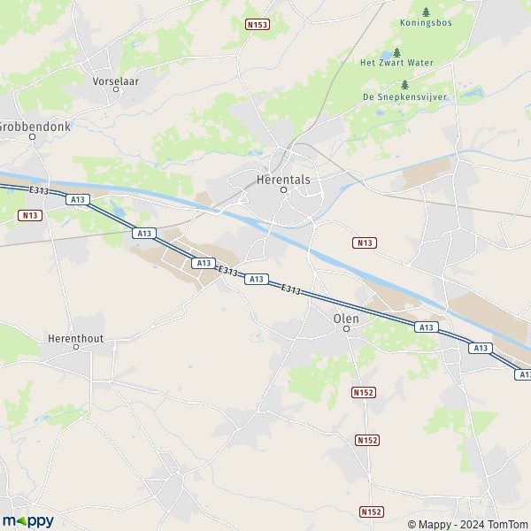 De kaart voor de stad 2200 Herentals
