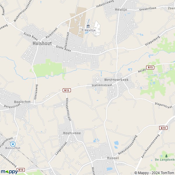 De kaart voor de stad 2235 Hulshout