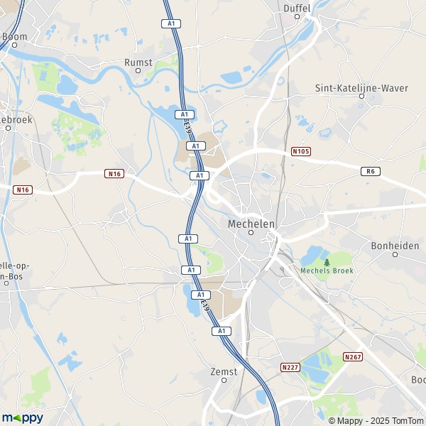 De kaart voor de stad 2800-2812 Mechelen