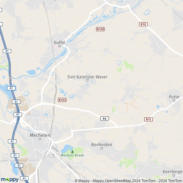 De kaart voor de stad 2860-2861 Sint-Katelijne-Waver