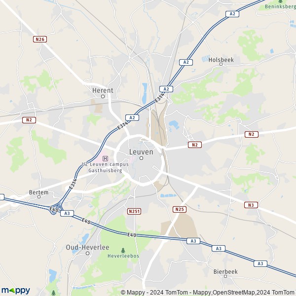 De kaart voor de stad 3000-3018 Leuven