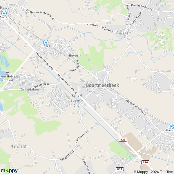 De kaart voor de stad 3190-3191 Boortmeerbeek