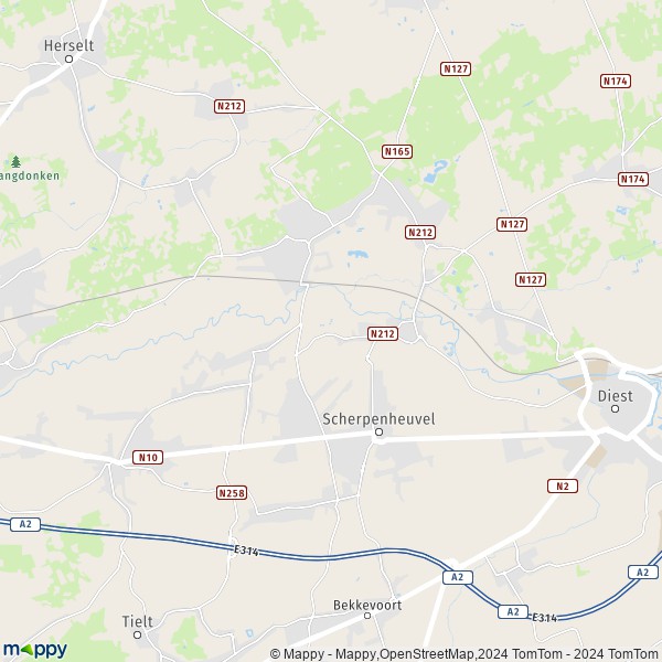 De kaart voor de stad 3270-3272 Scherpenheuvel-Zichem