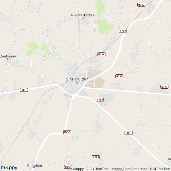 De kaart voor de stad 3800-3806 Sint-Truiden