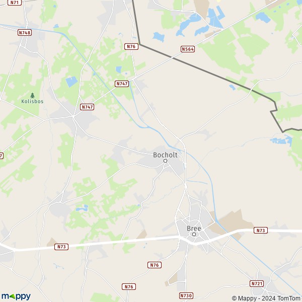 De kaart voor de stad 3950 Bocholt