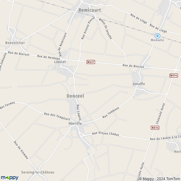 De kaart voor de stad 4357 Donceel