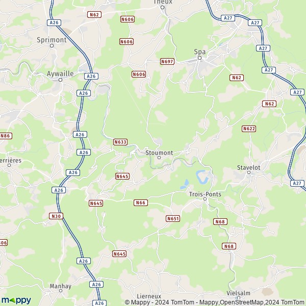 De kaart voor de stad 4987 Stoumont