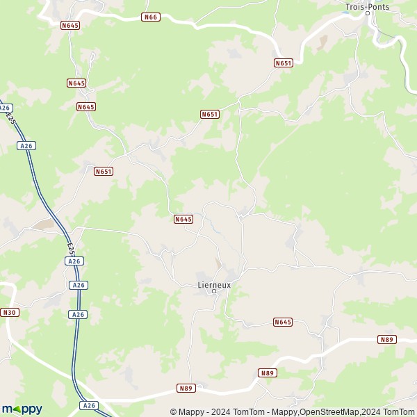De kaart voor de stad 4990 Lierneux