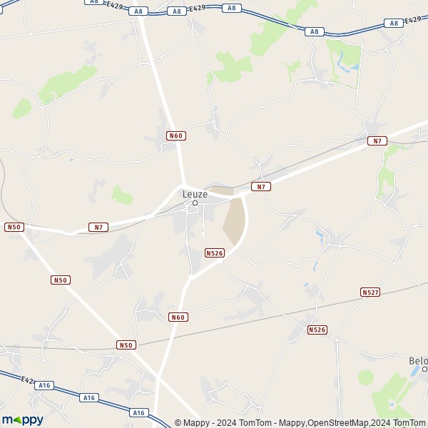 De kaart voor de stad 7900-7906 Leuze-en-Hainaut