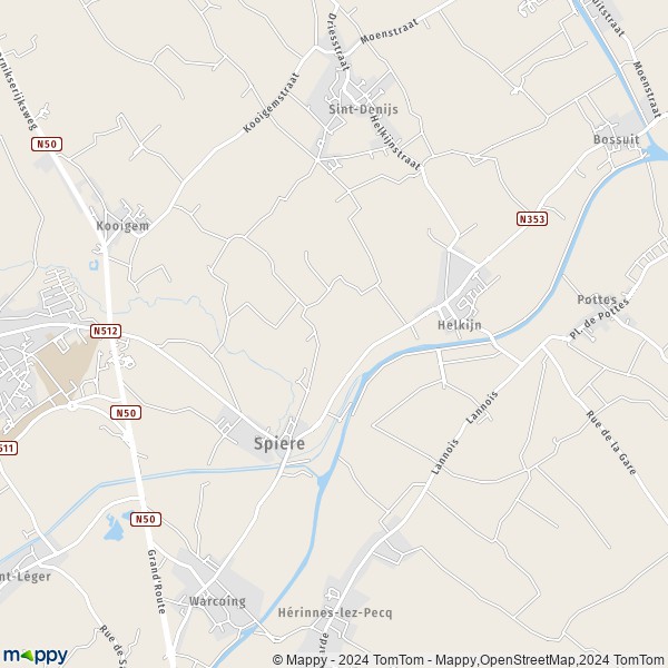 De kaart voor de stad 8587 Spiere-Helkijn