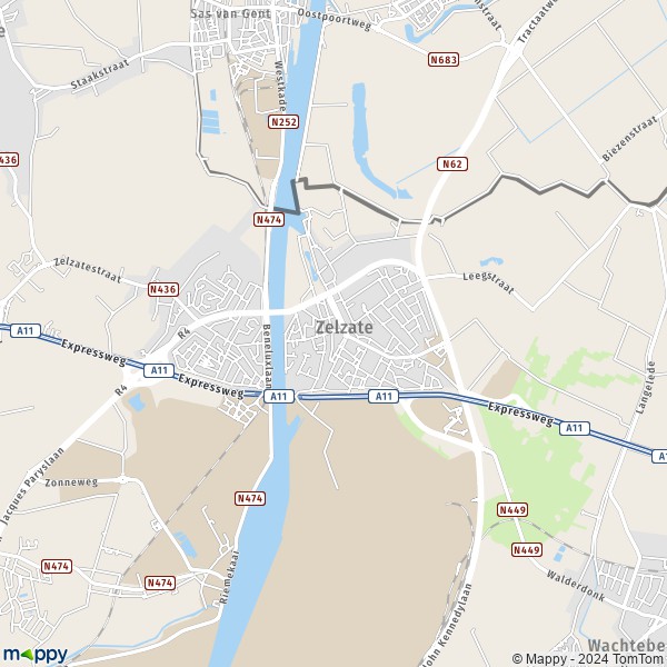 De kaart voor de stad 9060 Zelzate