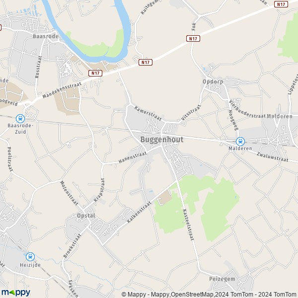 De kaart voor de stad 9255 Buggenhout
