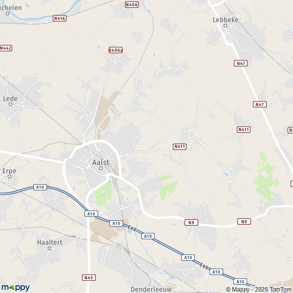 De kaart voor de stad 9300-9320 Aalst