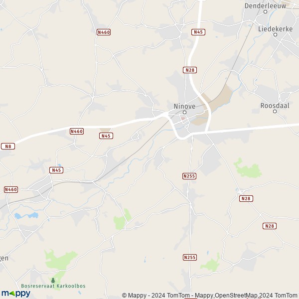 De kaart voor de stad 9400-9406 Ninove
