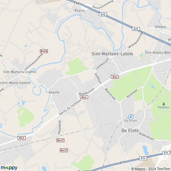 De kaart voor de stad 9830-9831 Sint-Martens-Latem