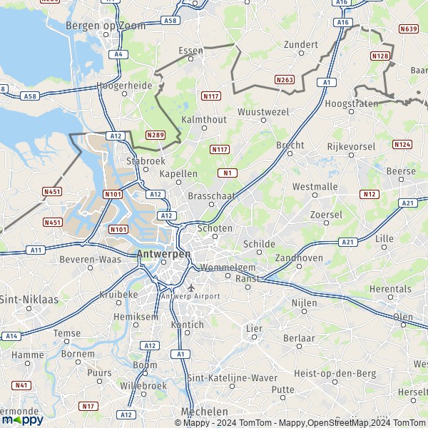 De kaart voor de Antwerpen