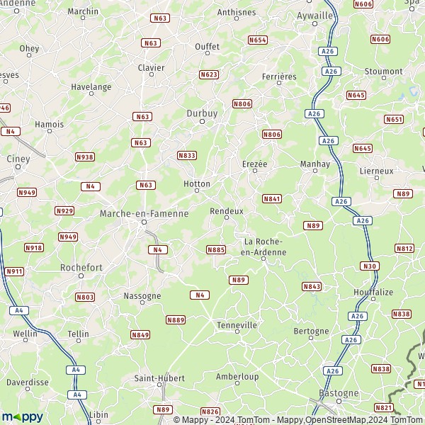 De kaart voor de Marche-en-Famenne