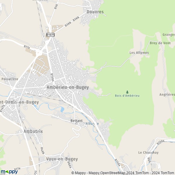 De kaart voor de stad Ambérieu-en-Bugey 01500
