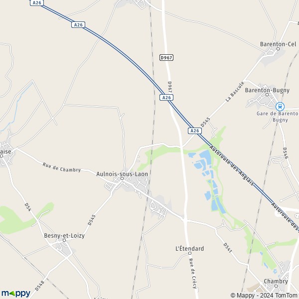 Plattegrond AulnoissousLaon kaart van AulnoissousLaon (02000) en