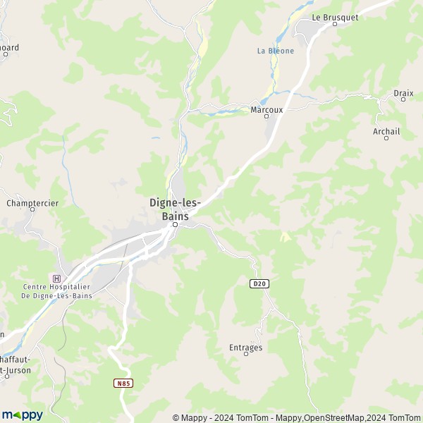 De kaart voor de stad Digne-les-Bains 04000