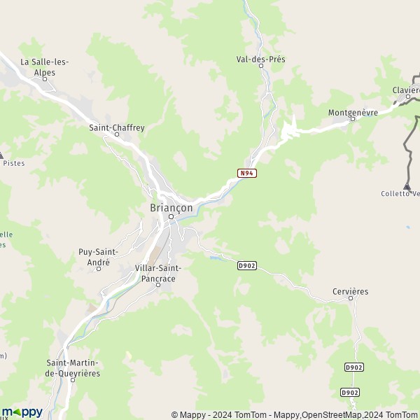 De kaart voor de stad Briançon 05100