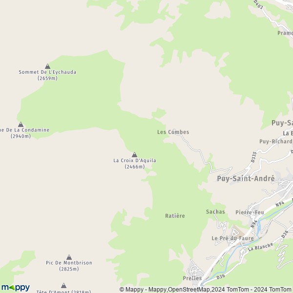 De kaart voor de stad Puy-Saint-André 05100