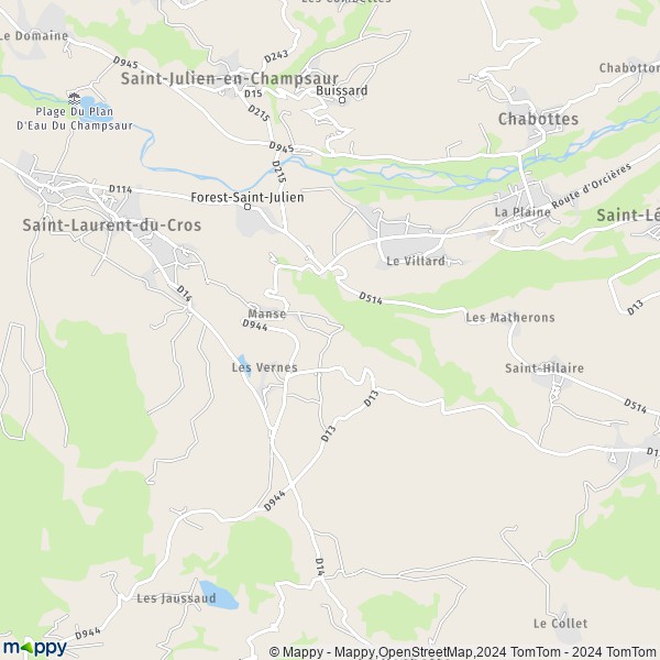 De kaart voor de stad Forest-Saint-Julien 05260