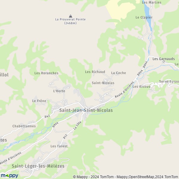 De kaart voor de stad Saint-Jean-Saint-Nicolas 05260