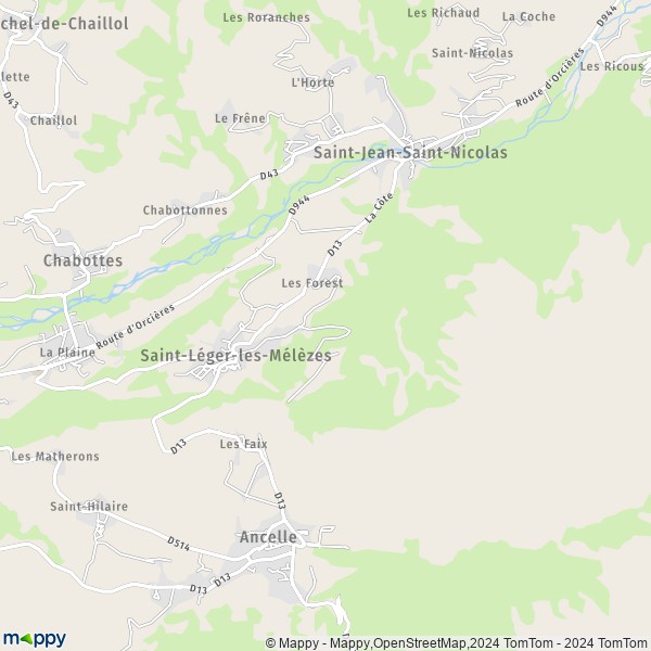 De kaart voor de stad Saint-Léger-les-Mélèzes 05260