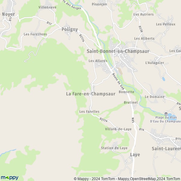 De kaart voor de stad La Fare-en-Champsaur 05500