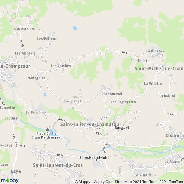 De kaart voor de stad Saint-Julien-en-Champsaur 05500
