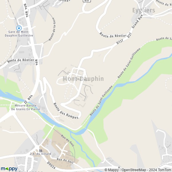 De kaart voor de stad Mont-Dauphin 05600