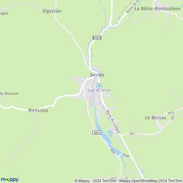 De kaart voor de stad Serres 05700