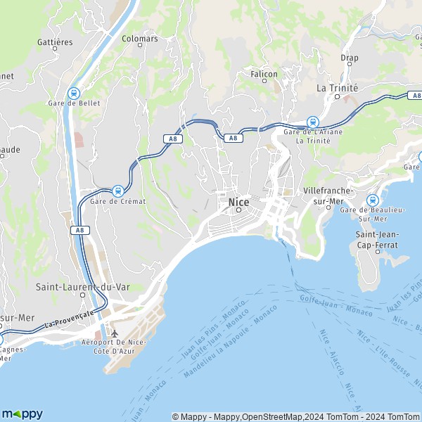 De kaart voor de stad Nice 06000-06300