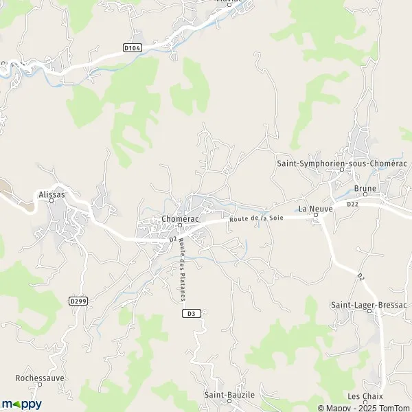 Plattegrond Chomérac kaart van Chomérac (07210) en praktische info