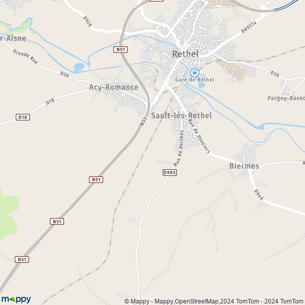 De kaart voor de stad Sault-lès-Rethel 08300