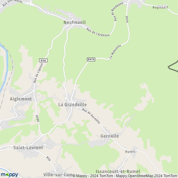De kaart voor de stad La Grandville 08700