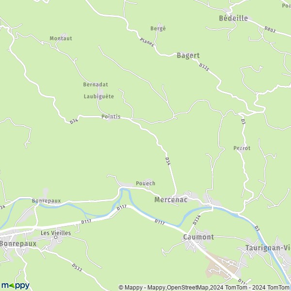 Plattegrond Mercenac : kaart van Mercenac (09160) en praktische info
