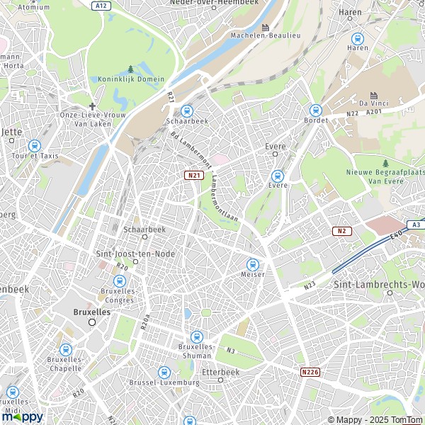 De kaart voor de stad 1000-1210 Schaarbeek