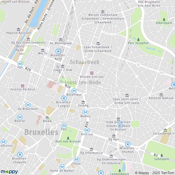 De kaart voor de stad 1000-1210 Sint-Joost-ten-Node