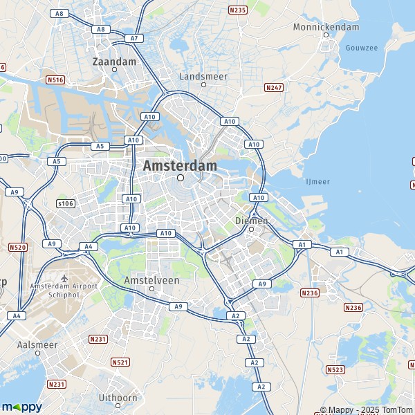 De kaart voor de stad Amsterdam 1011-1384