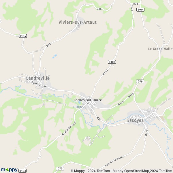 De kaart voor de stad Loches-sur-Ource 10110