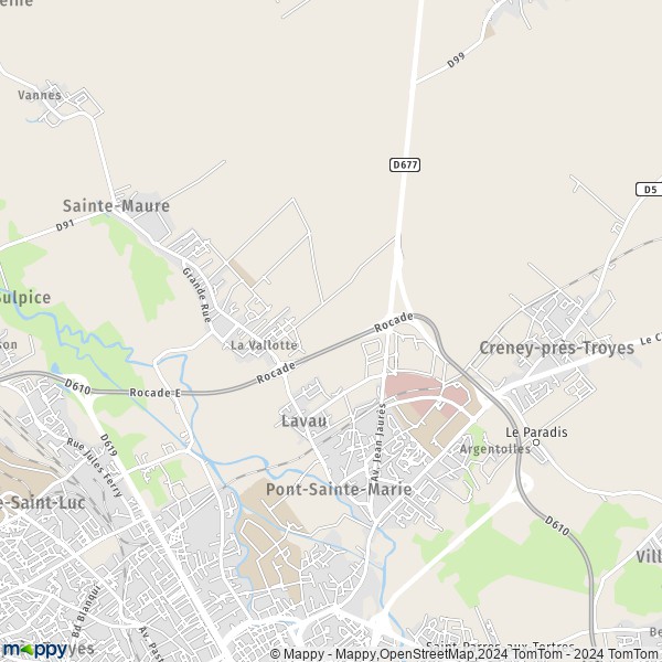 De kaart voor de stad Lavau 10150