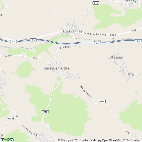 De kaart voor de stad Bucey-en-Othe 10190