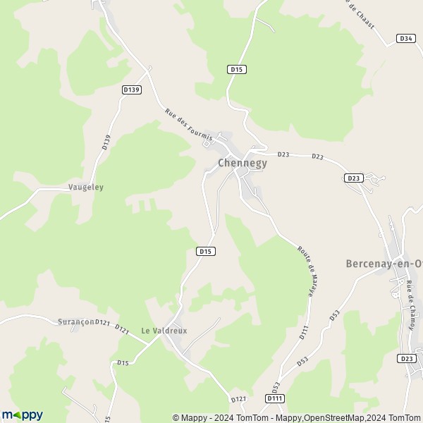 De kaart voor de stad Chennegy 10190