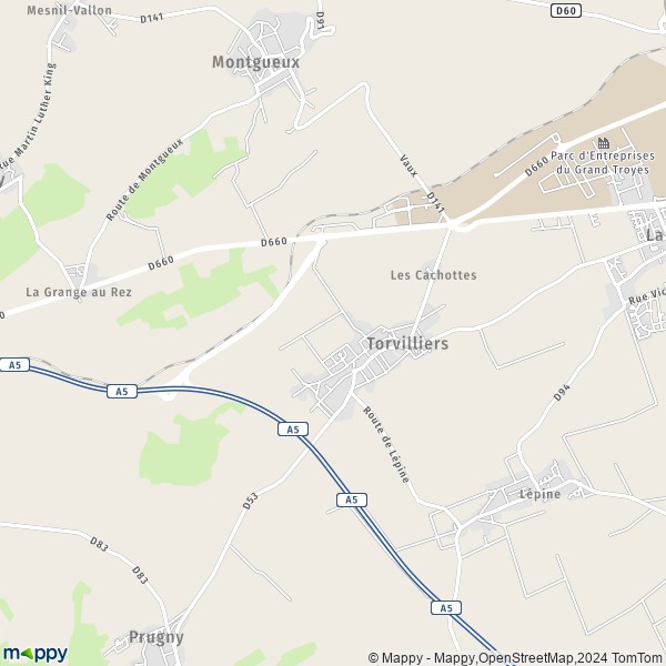 De kaart voor de stad Torvilliers 10440