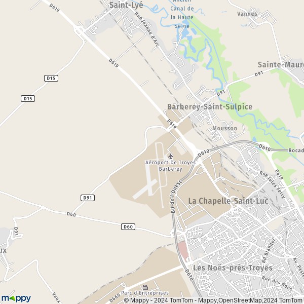 De kaart voor de stad Barberey-Saint-Sulpice 10600