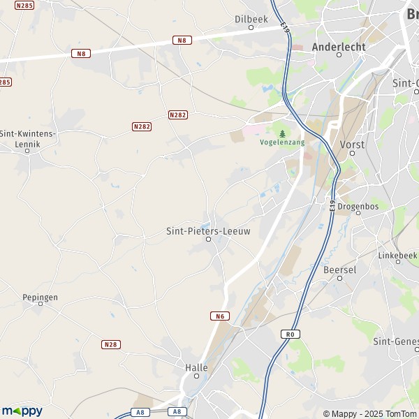 De kaart voor de stad 1070-1654 Sint-Pieters-Leeuw