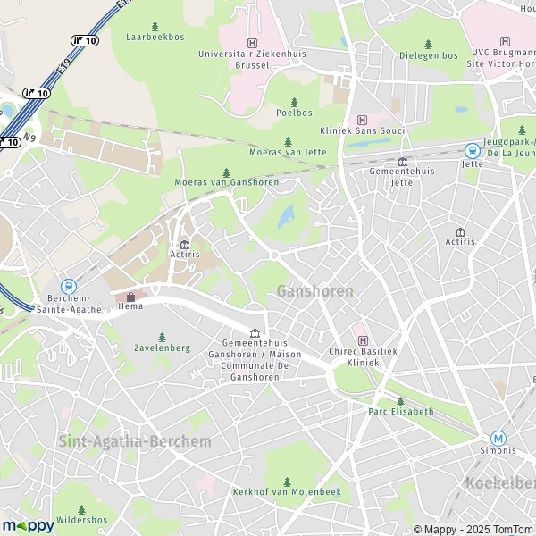 De kaart voor de stad 1082-1083 Ganshoren